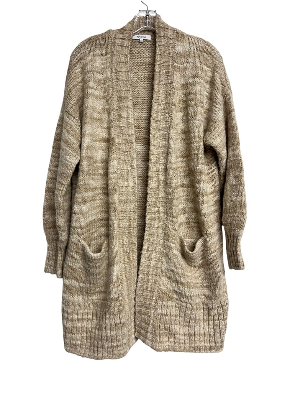 Madewell Beige Space Dyed Open-Front Chunky Knit Oversized Long Cardigan Cozy